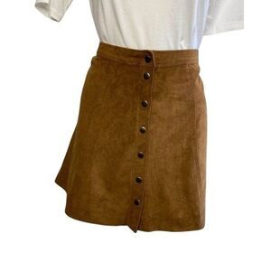 Abercrombie & Finch Brown Faux Suede A Line Skirt sz 6 NEW‎
